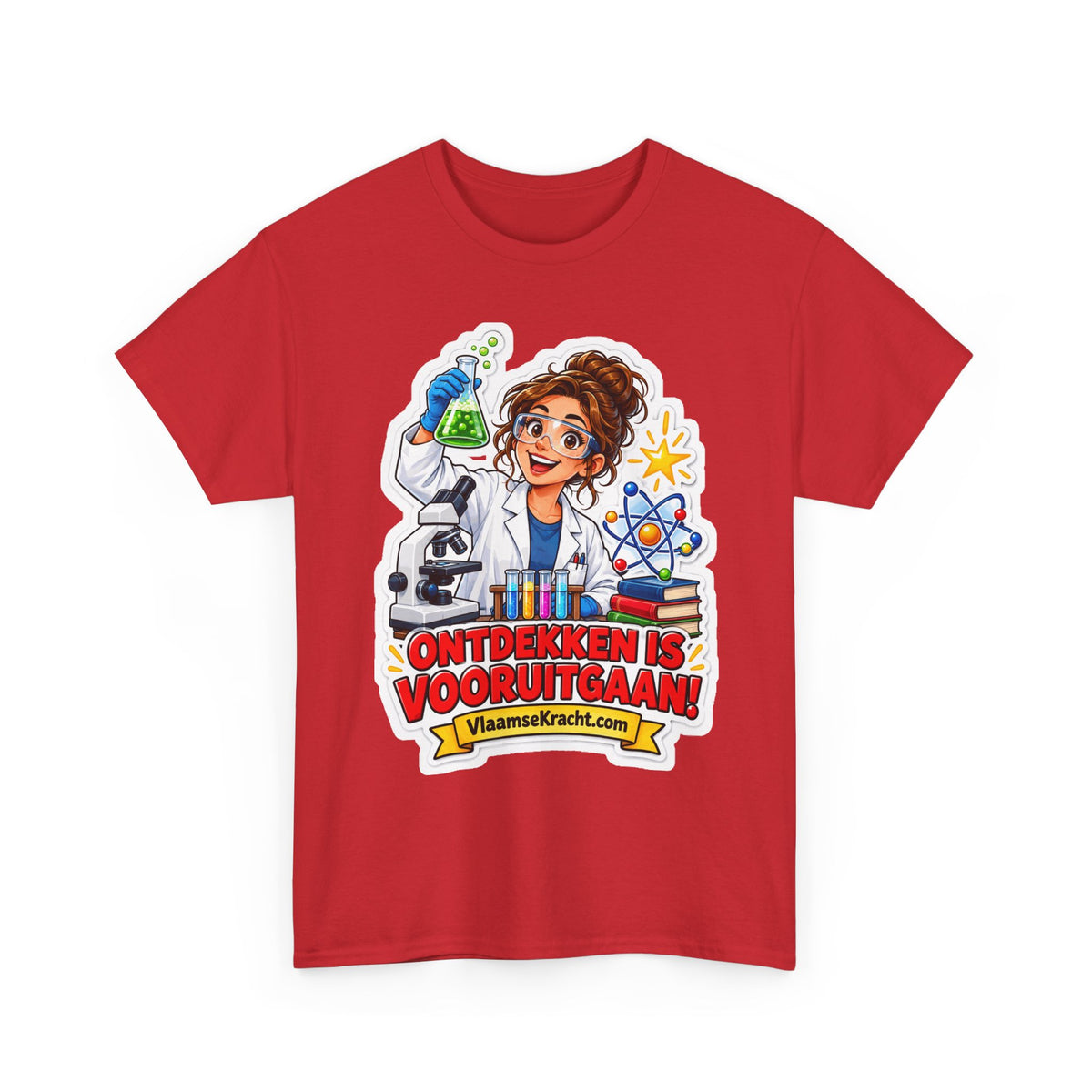 ONTDEKKEN IS VOORUITGAAN! Unisex T-shirt | De Wetenschapper | VlaamseKracht®