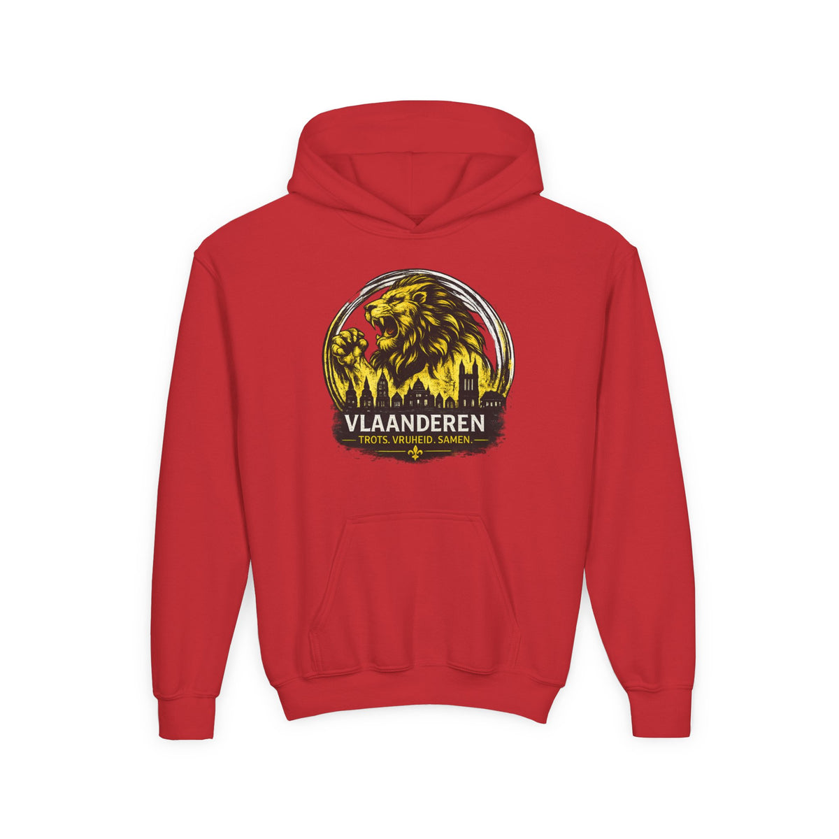Premium Vlaamse Leeuw Youth Heavy Blend Hooded Sweatshirt | VlaamseKracht®