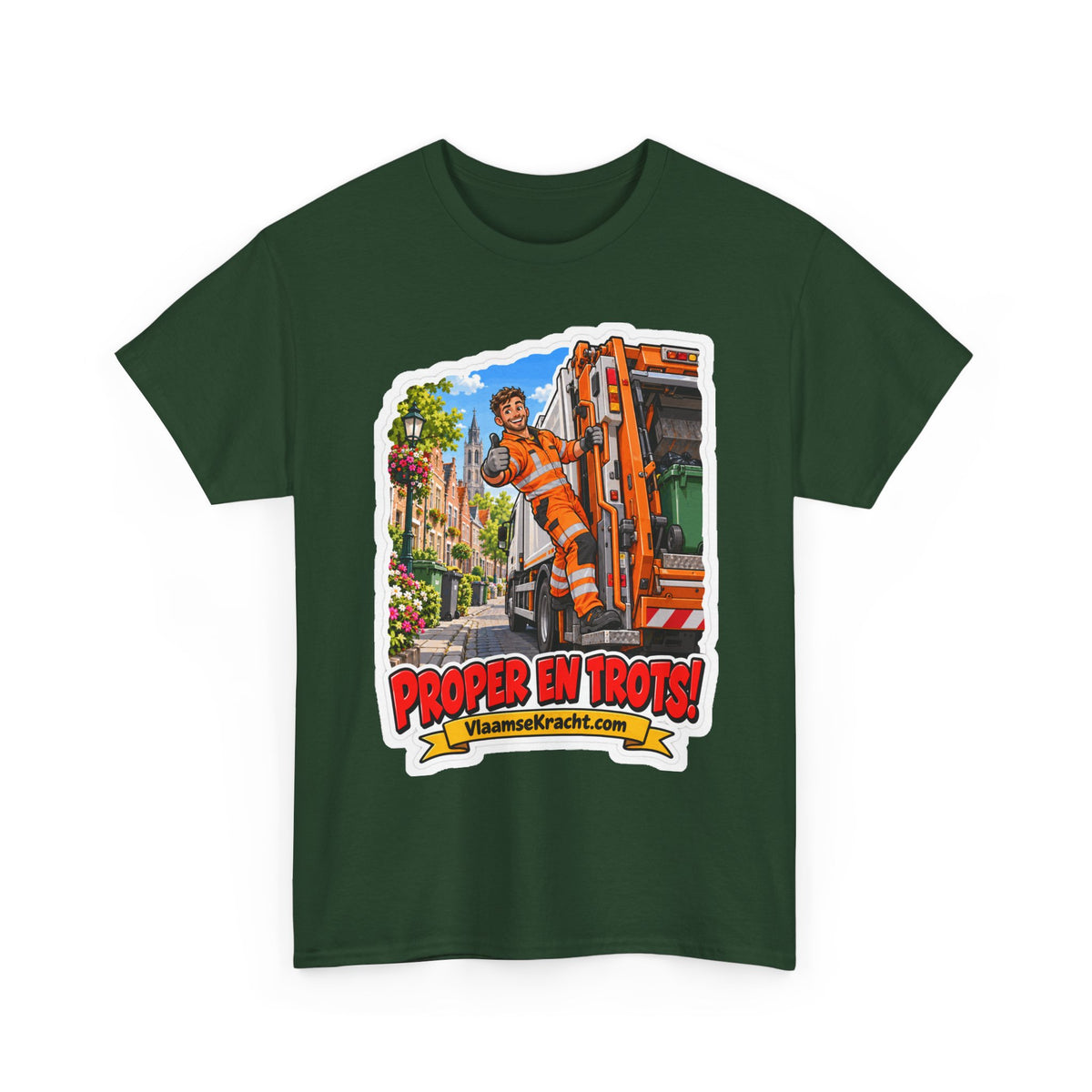 PROPER EN TROTS! Unisex T-shirt | De Afvalophaler | VlaamseKracht®