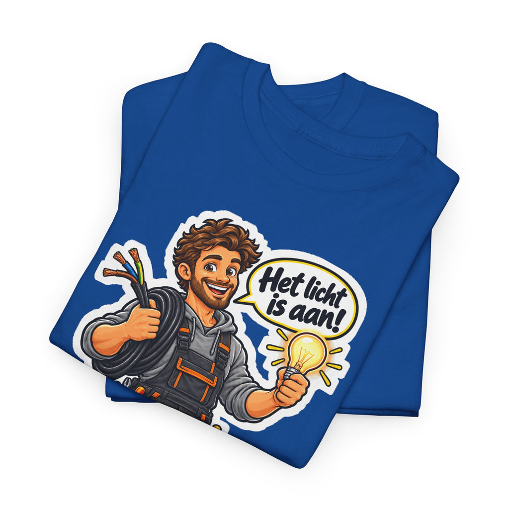 HET LICHT IS AAN! Unisex T-shirt | De Elektricien | VlaamseKracht®