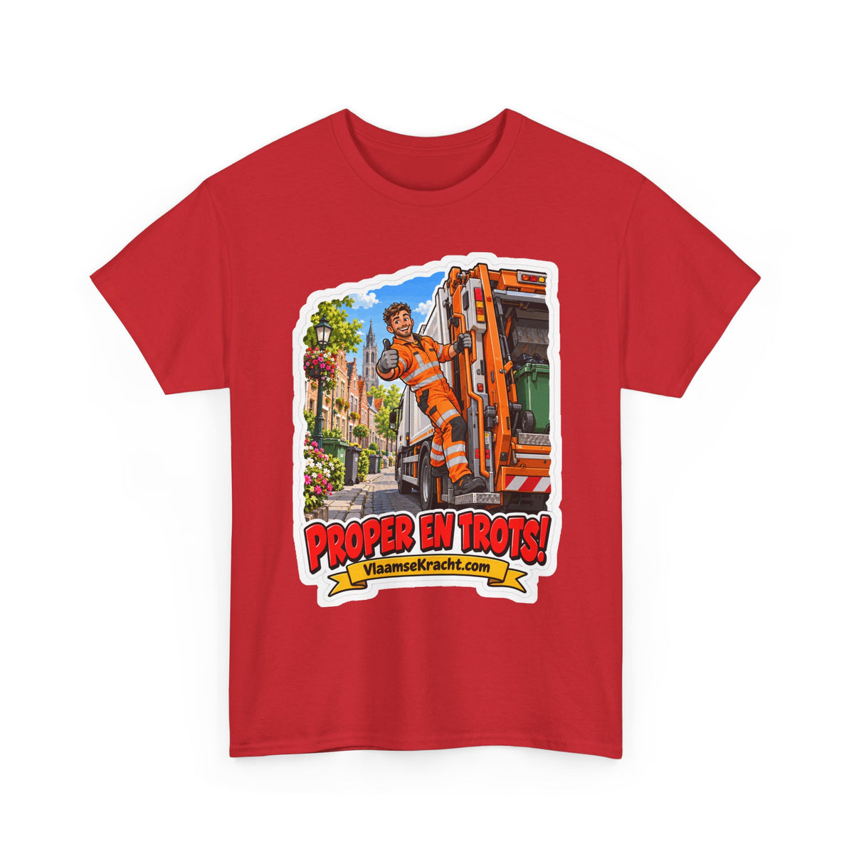 PROPER EN TROTS! Unisex T-shirt | De Afvalophaler | VlaamseKracht®