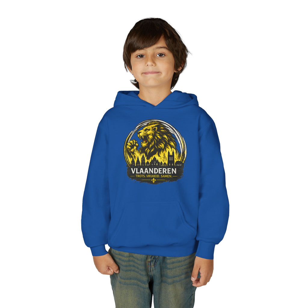 Premium Vlaamse Leeuw Youth Heavy Blend Hooded Sweatshirt | VlaamseKracht®