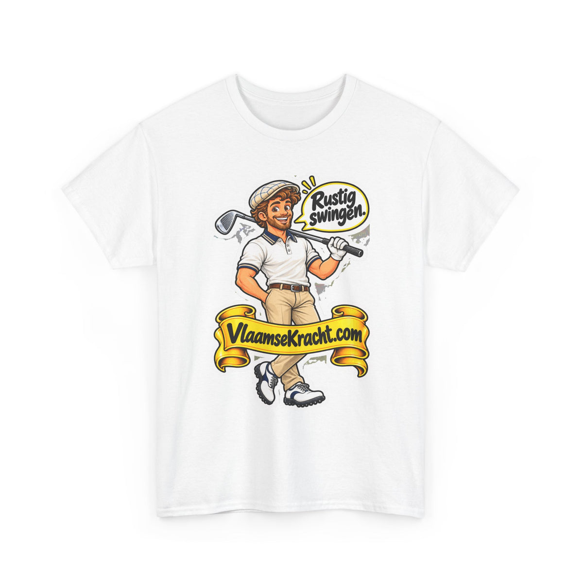 RUSTIG SWINGEN. Unisex T-shirt | De Golfer | VlaamseKracht®