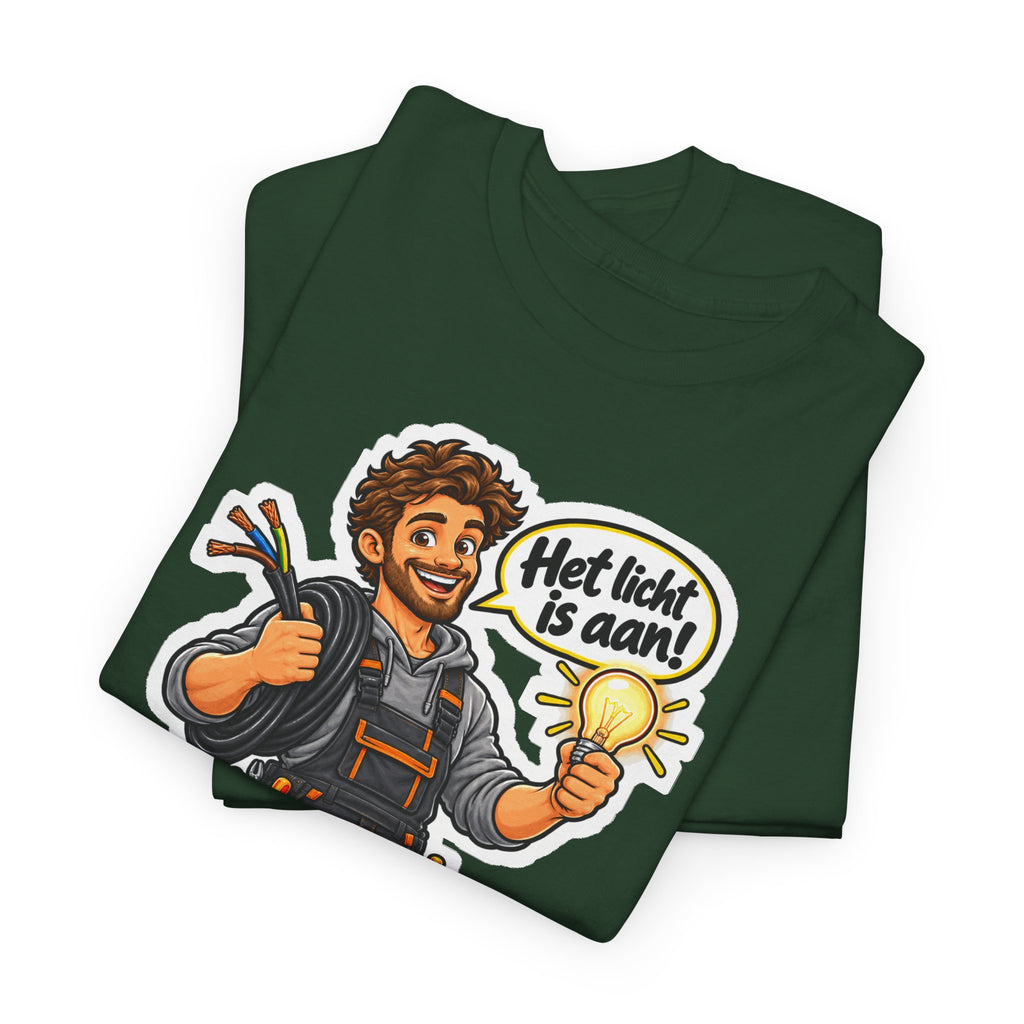 HET LICHT IS AAN! Unisex T-shirt | De Elektricien | VlaamseKracht®
