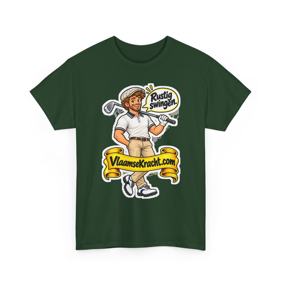 RUSTIG SWINGEN. Unisex T-shirt | De Golfer | VlaamseKracht®