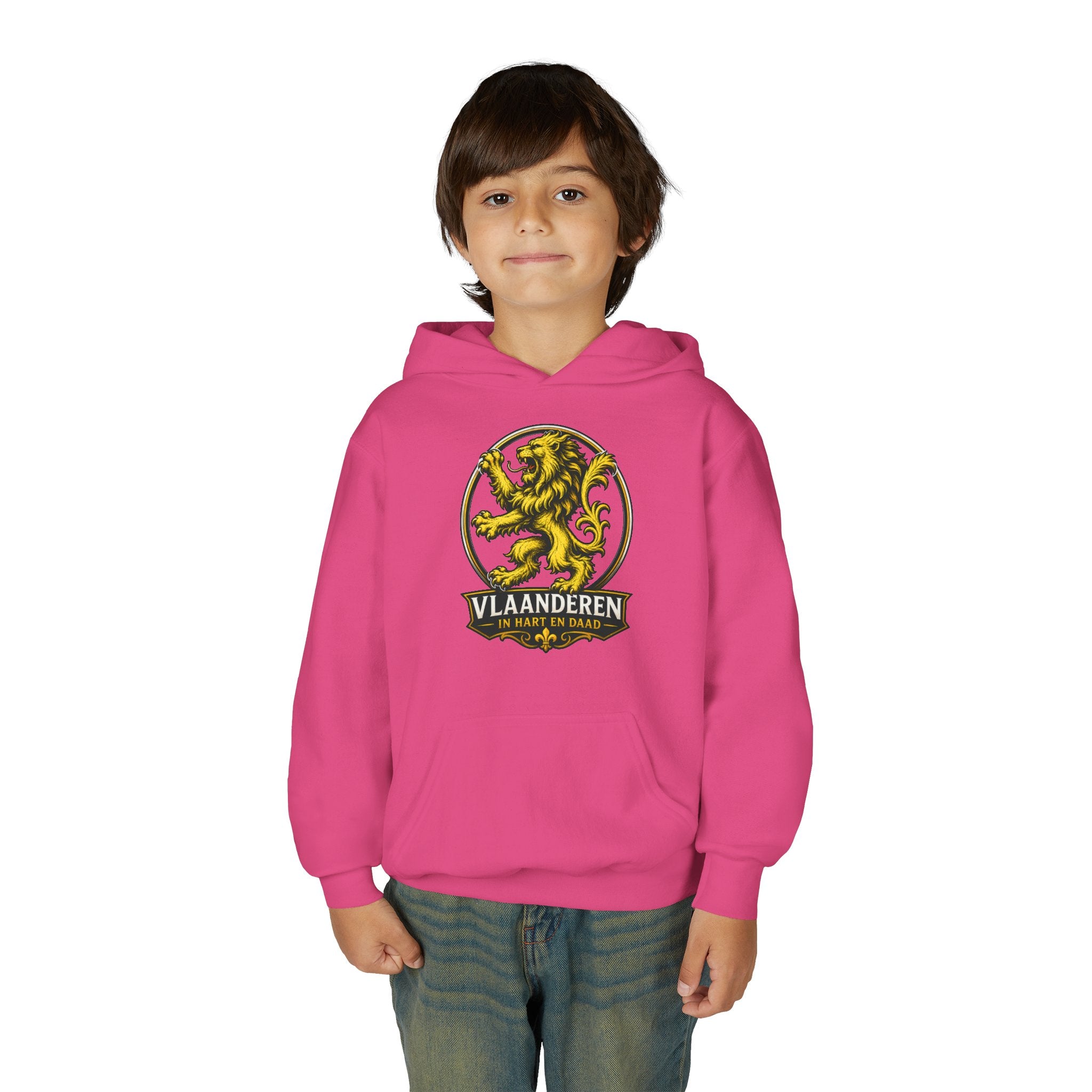 Premium Vlaamse Leeuw Youth Heavy Blend Hooded Sweatshirt | VlaamseKracht®
