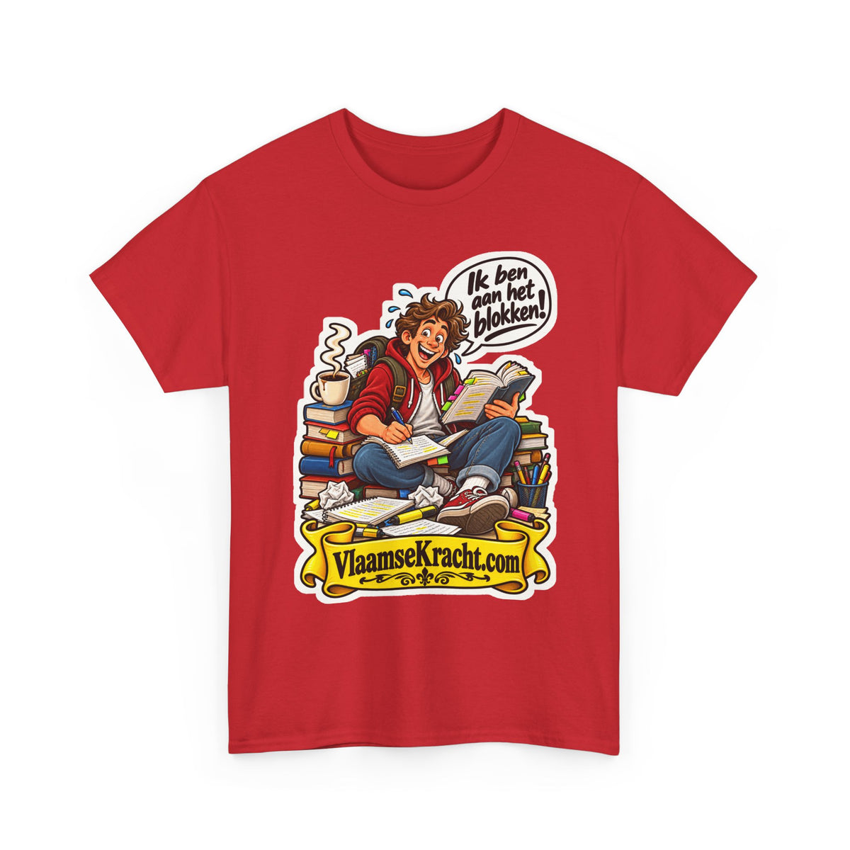 IK BEN AAN HET BLOKKEN! Unisex T-shirt | De Student | VlaamseKracht®