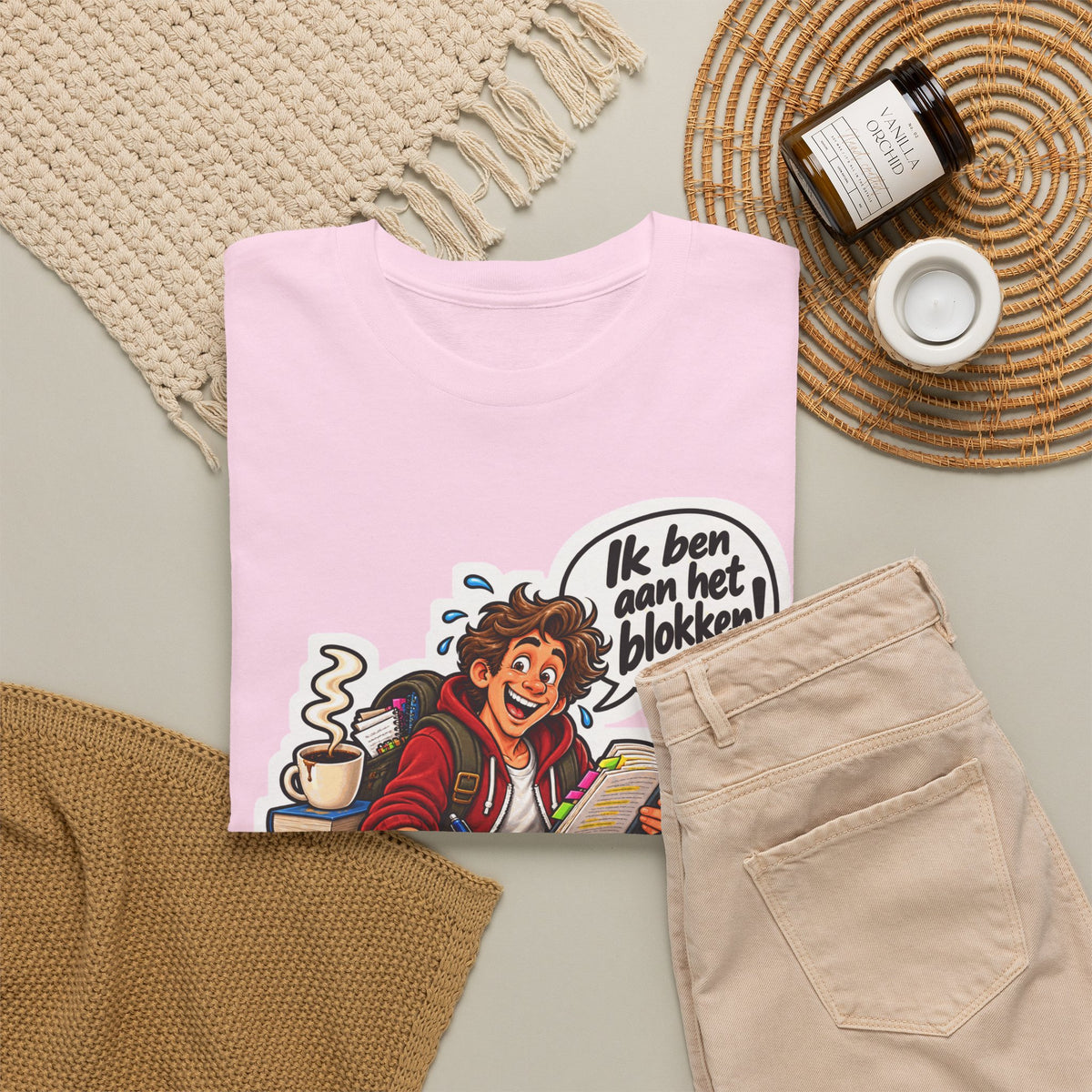 IK BEN AAN HET BLOKKEN! Unisex T-shirt | De Student | VlaamseKracht®