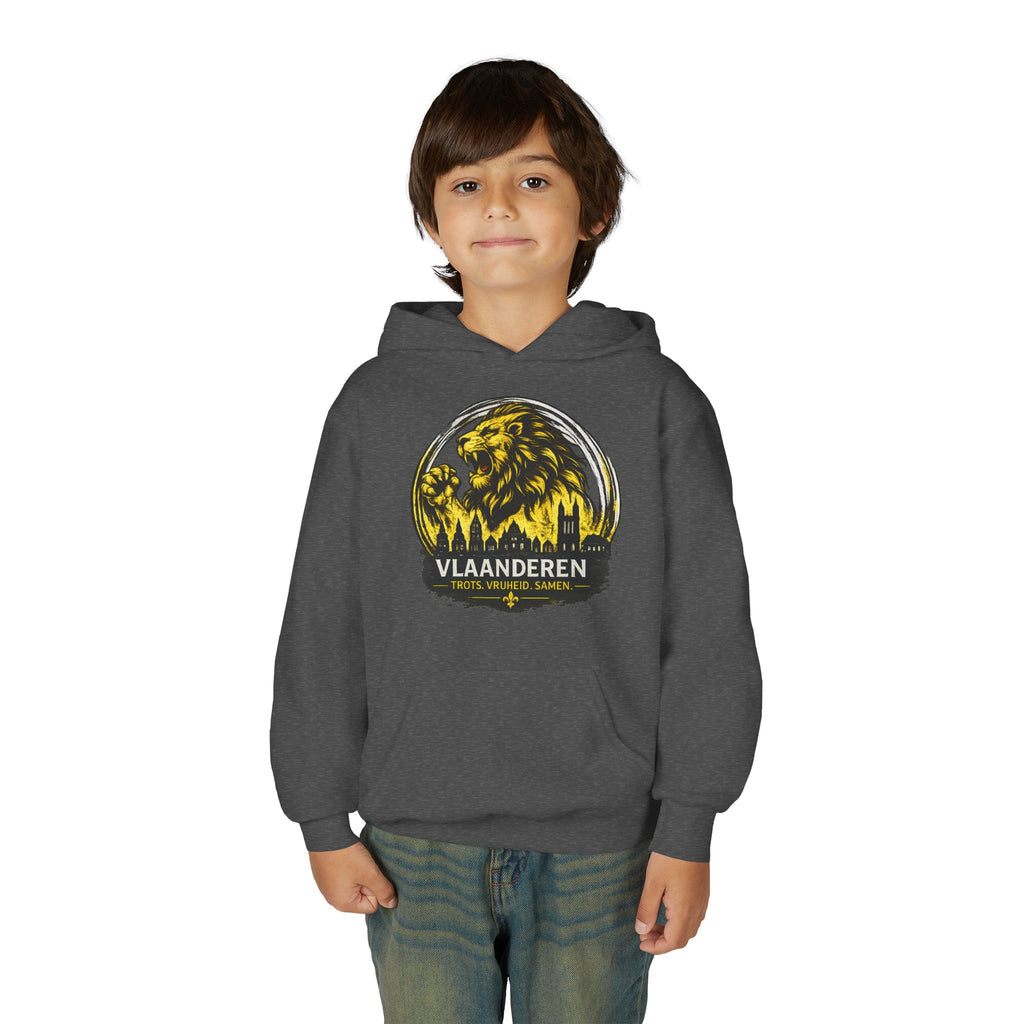 Premium Vlaamse Leeuw Youth Heavy Blend Hooded Sweatshirt | VlaamseKracht®