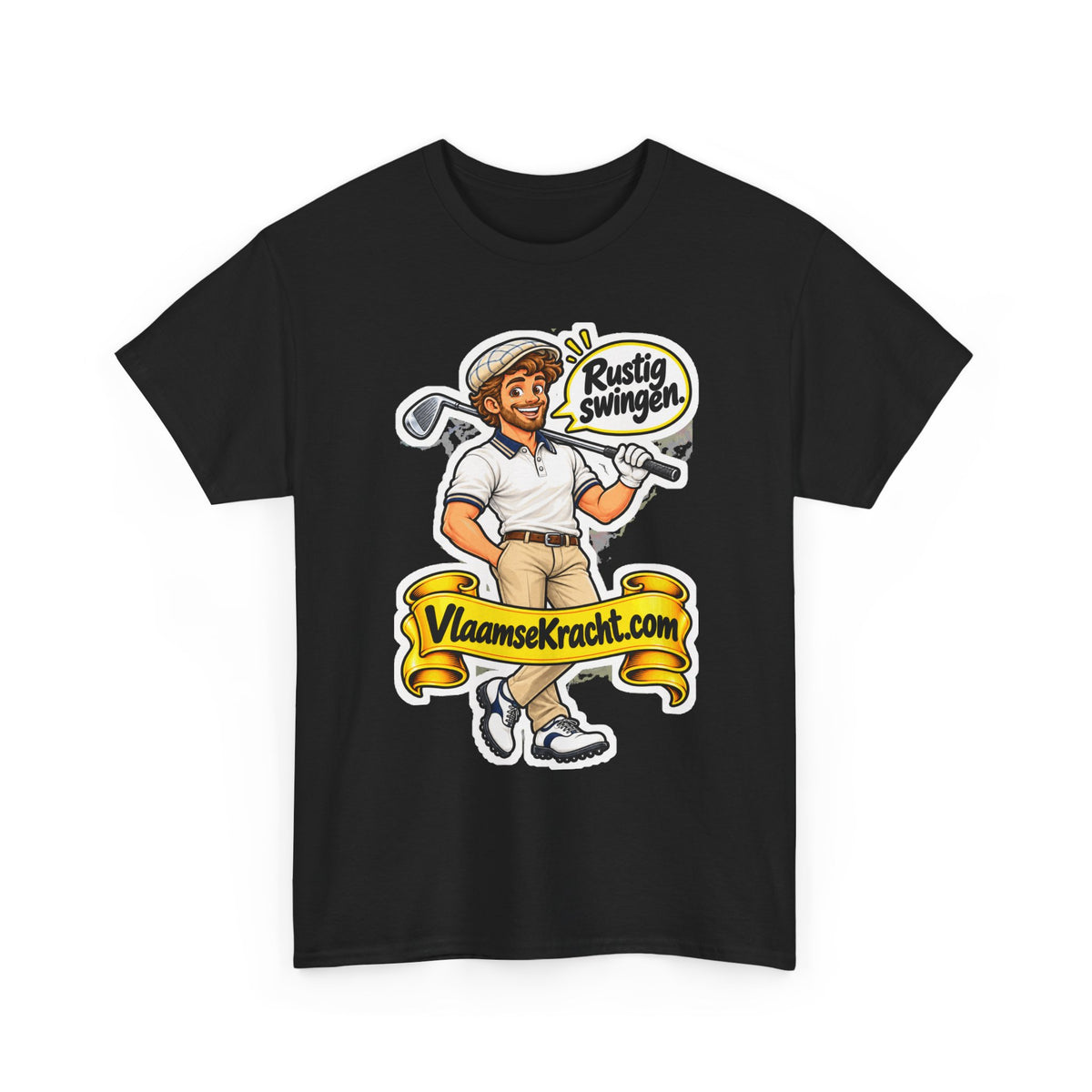 RUSTIG SWINGEN. Unisex T-shirt | De Golfer | VlaamseKracht®