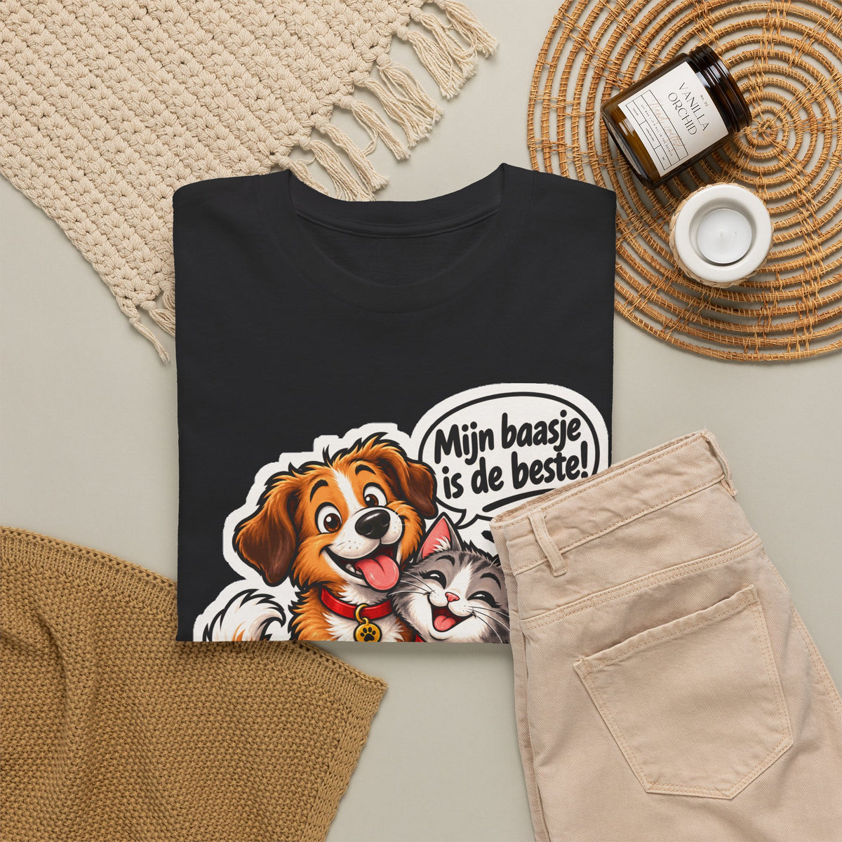MIJN BAASJE IS DE BESTE! Unisex T-shirt | Hond & Kat | VlaamseKracht®